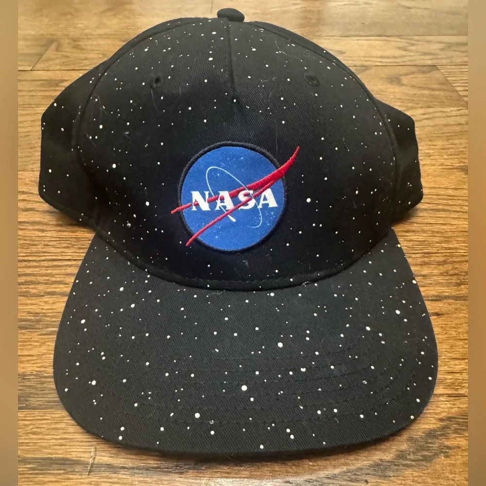 NASA Snapback Hat Youth Black Galaxy Print Aldrin Family Foundation OSFM